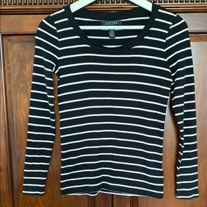 Ralph Lauren Breton French Sailor white on black stripe long sleeve shirt